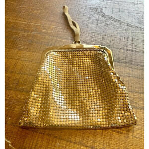 Vintage Whiting & Davis Gold Mesh Change Purse Clutch Compact Evening Bag
